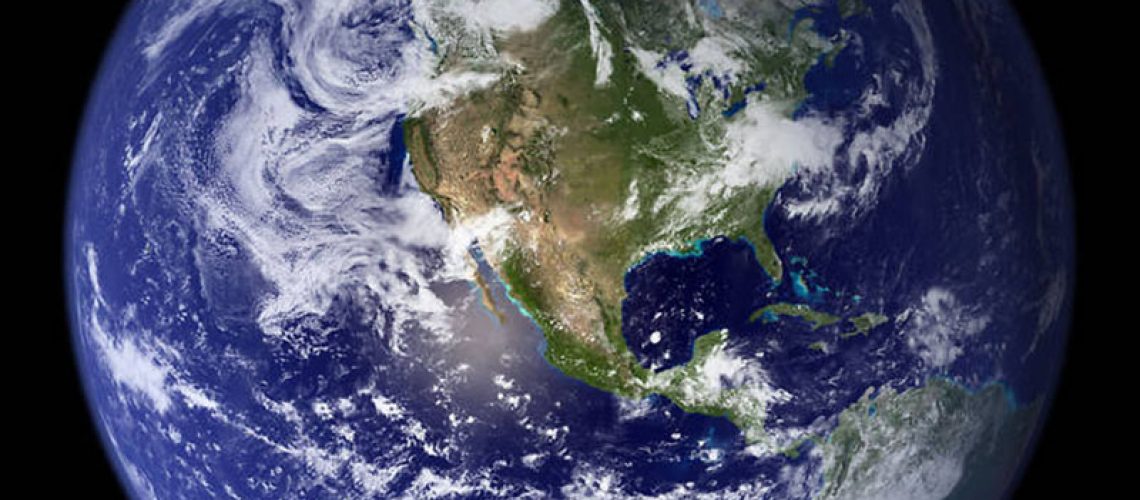 View of the Earth from space
Source: NASA's Earth Observatory
Published: April 4, 2018
 In 2002, NASA scientists and visualizers stitched together strips of brand new data, in natural color, collected over four months from the Moderate Resolution Imaging Spectroradiometer, or MODIS, instrument aboard Terra.
